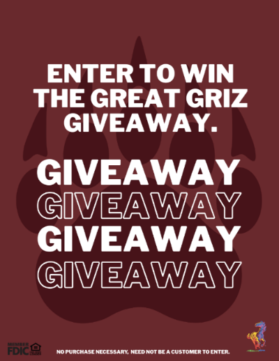 First Security Bank Great Griz Giveaway promotion graphic